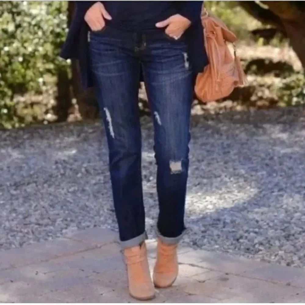 Cabi Slim Boyfriend Distressed Jean Raw Hem